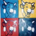 p34 Vacas estilo Pop-art leo sobre lienzo 41x33cm. (uni.) 2002